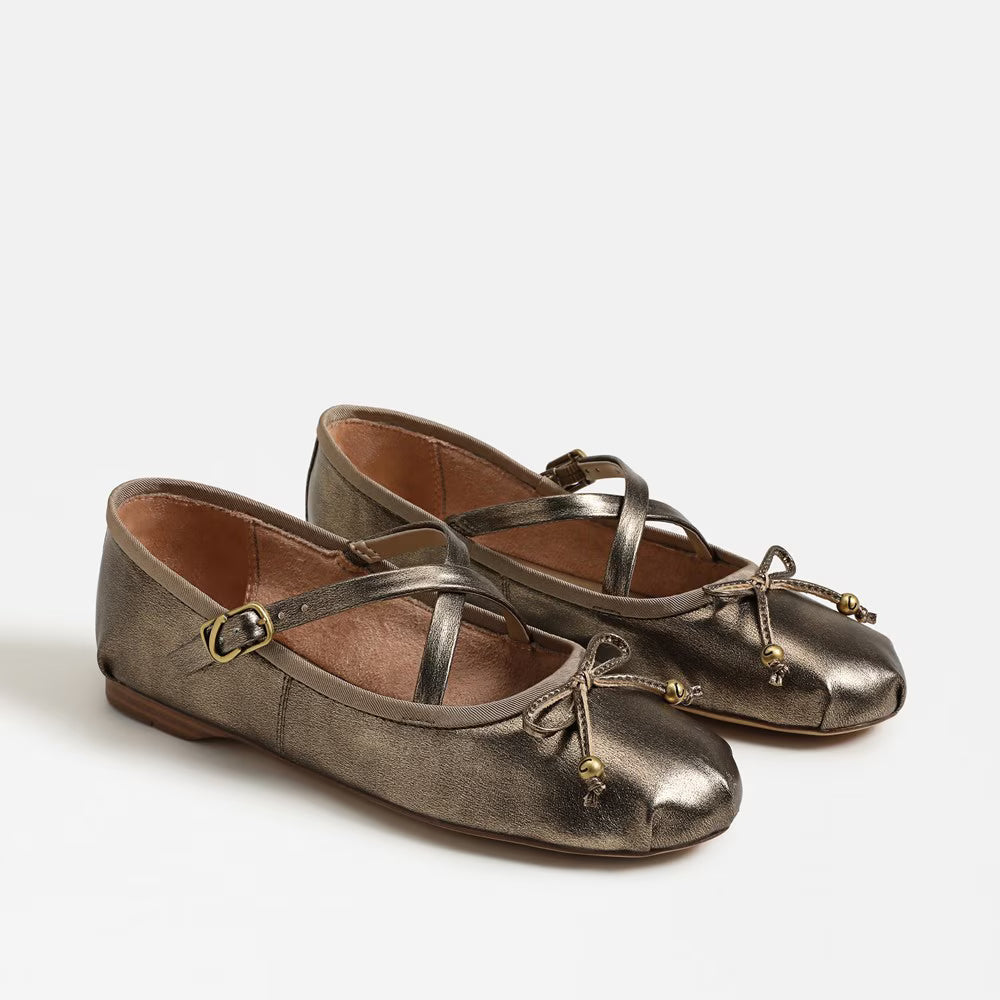 Zuri Strap Ballet Flat - Gilded Bronze Faux Leather