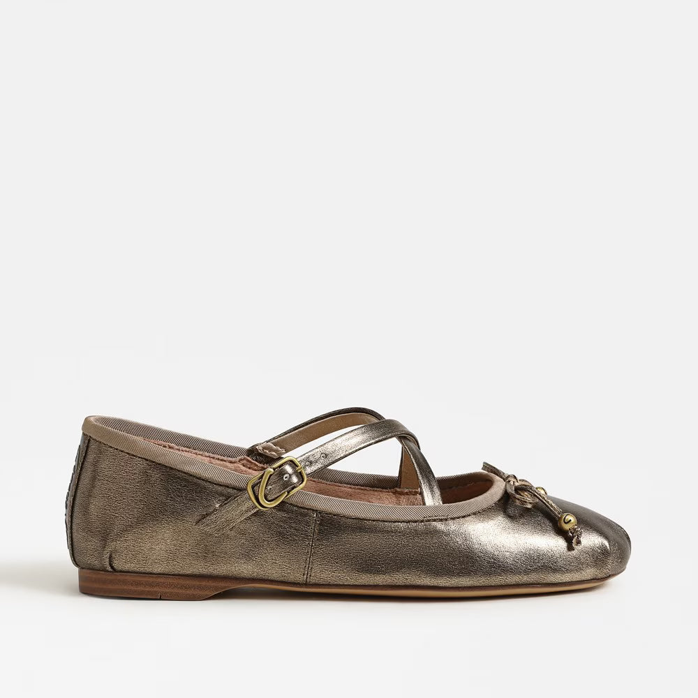 Zuri Strap Ballet Flat - Gilded Bronze Faux Leather