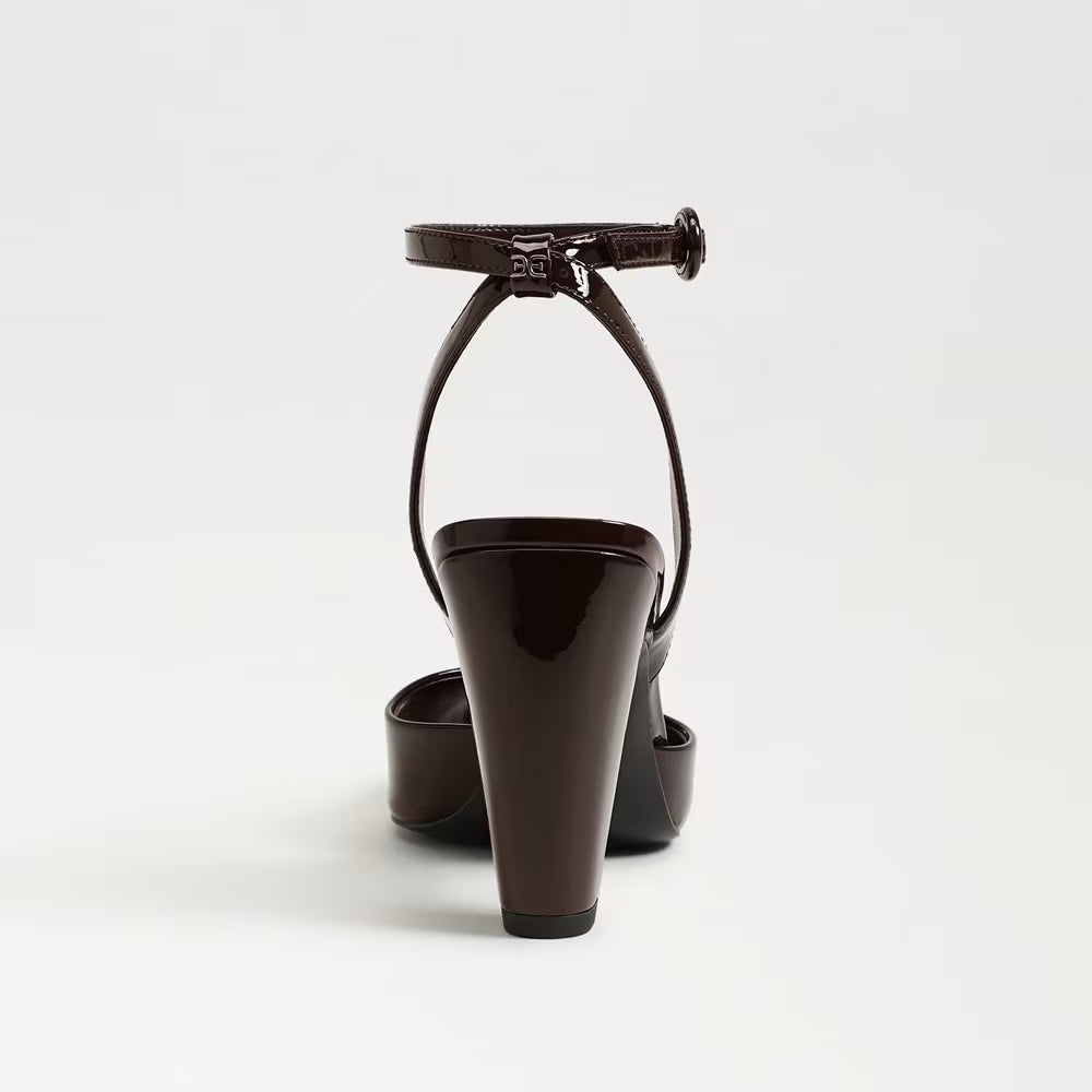 Sam Edelman Wrenna Ankle Strap Pump - Rich Chocolate Patent Leather