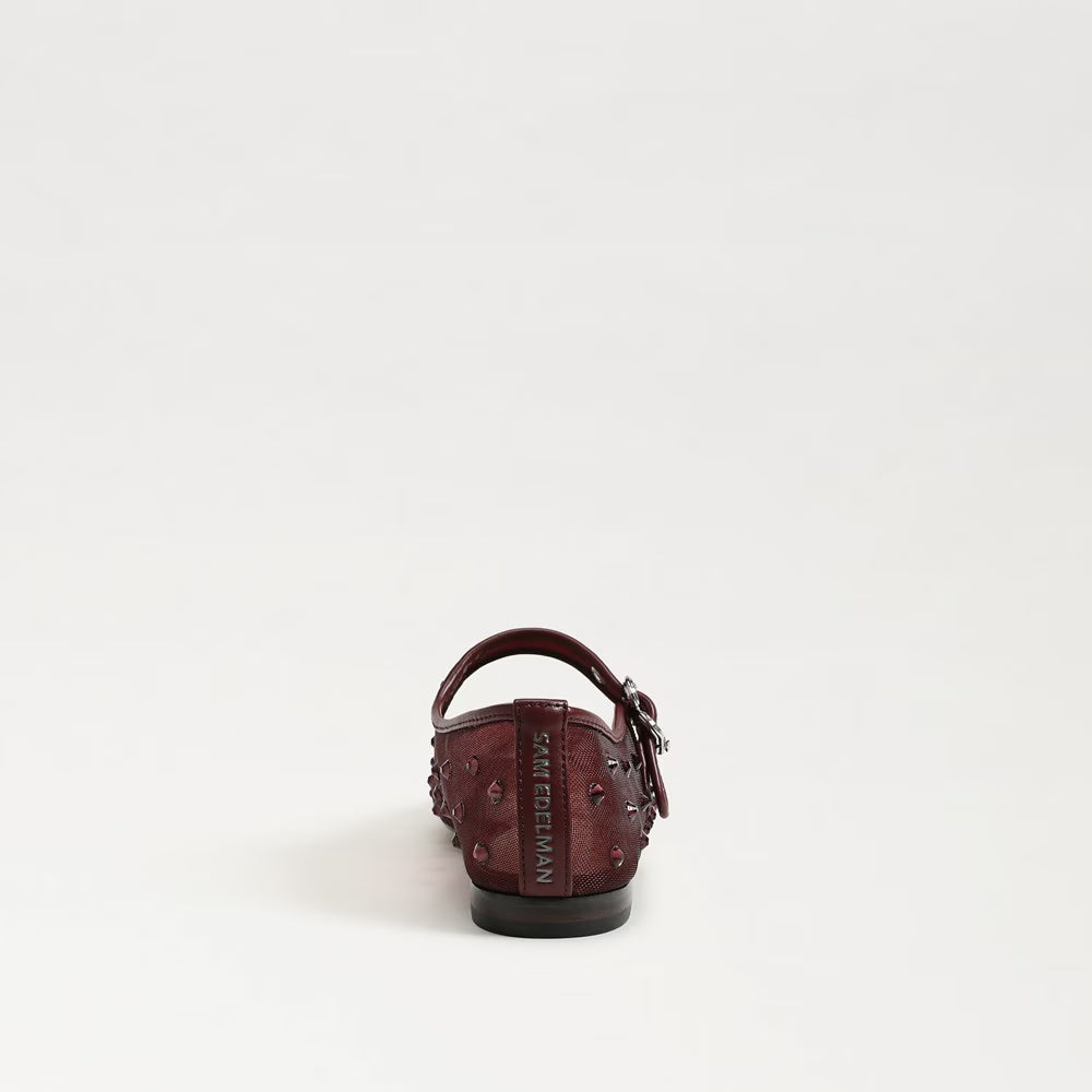 Sam Edelman Michaela Shine Mary Jane Flat - French Merlot Mesh Fabric
