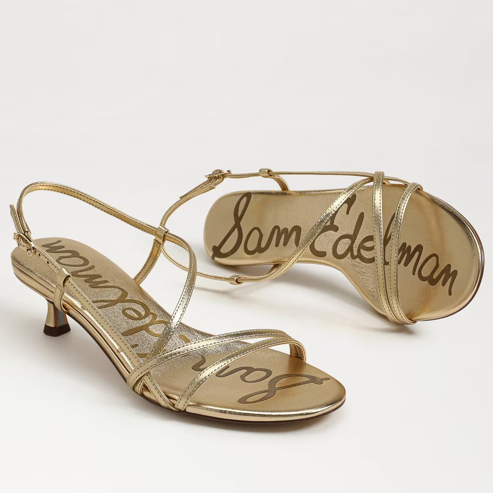 Sam Edelman Cora Kitten Heel Sandal - Amber Gold Leather