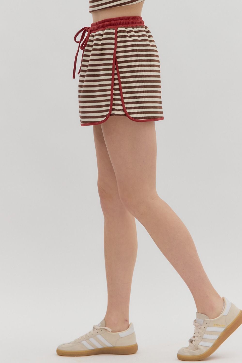 Stripe Pull-On Skirt - Red/Brown