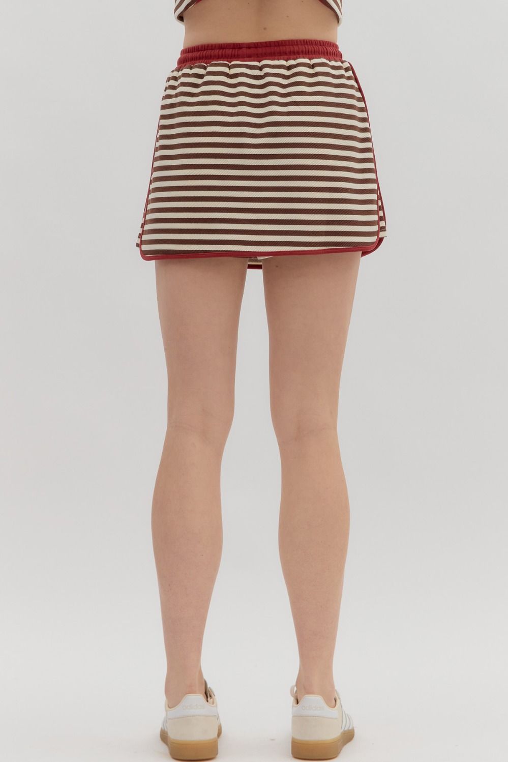 Stripe Pull-On Skirt - Red/Brown