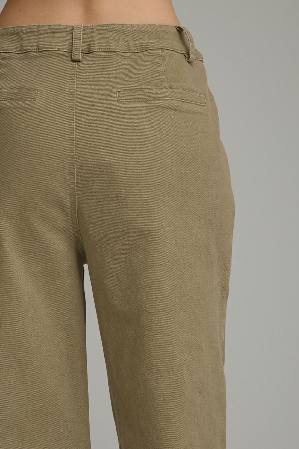 Wide Leg Pants with Gold Hardware Detail - Olive