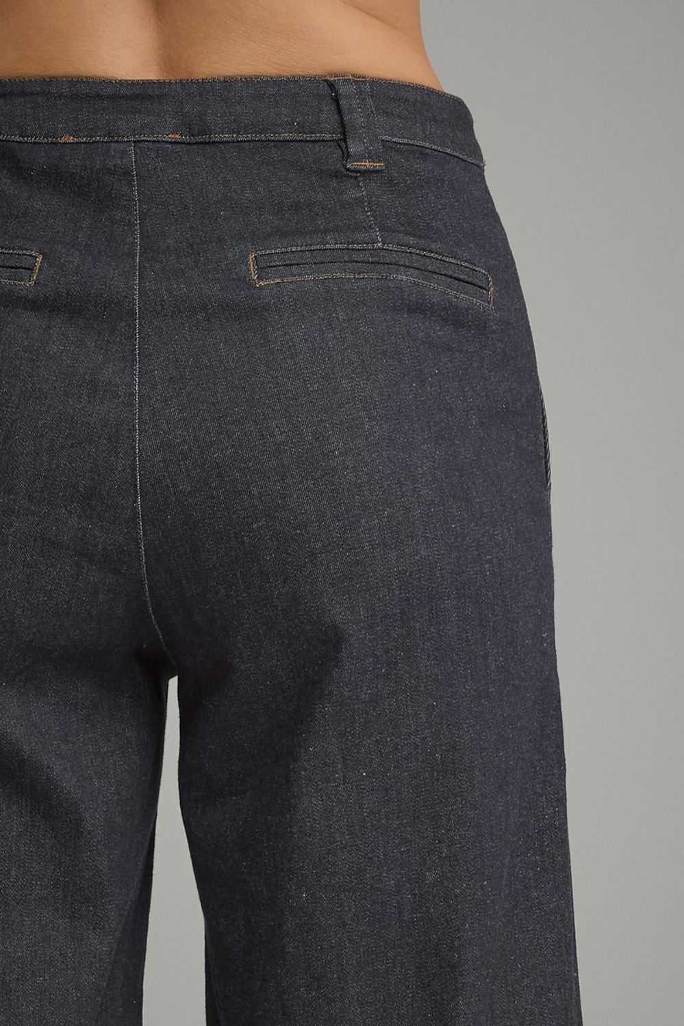 Solid Ankle Length Denim Pants - Dark Denim