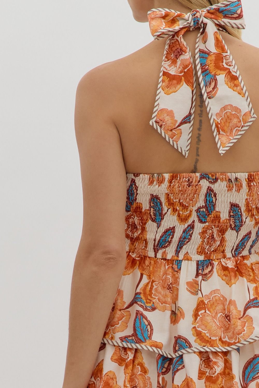 Tiered Floral Print Midi Dress - Amber