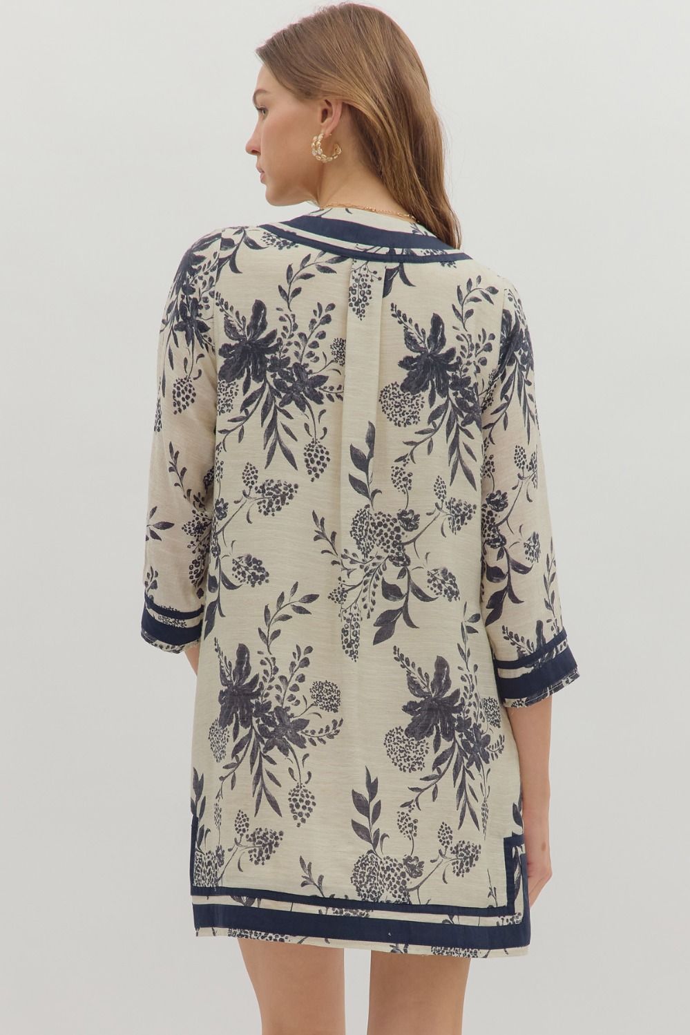 Floral Print Dress - Dark Navy