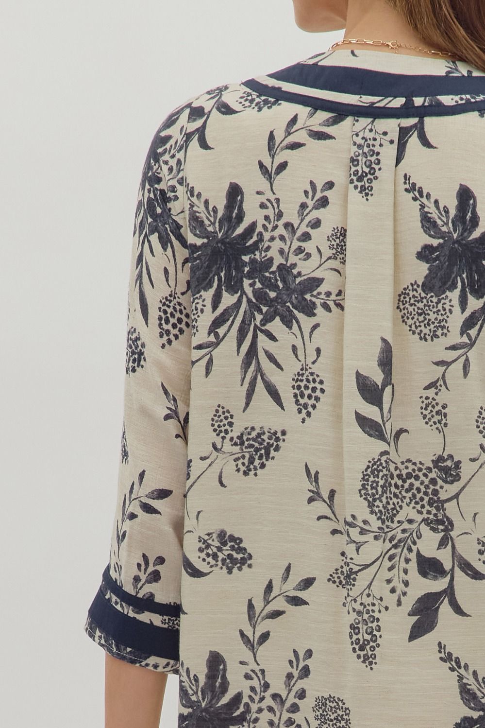 Floral Print Dress - Dark Navy