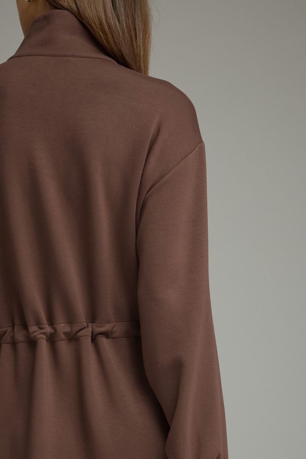 Drawstring Waist Short Dress - Espresso
