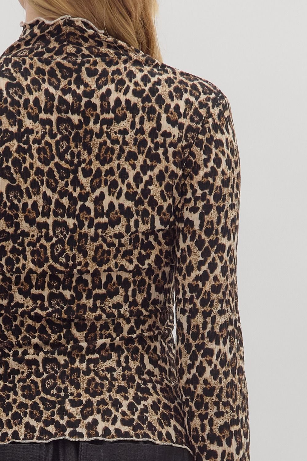 Leopard Mock Neck Top - Camel