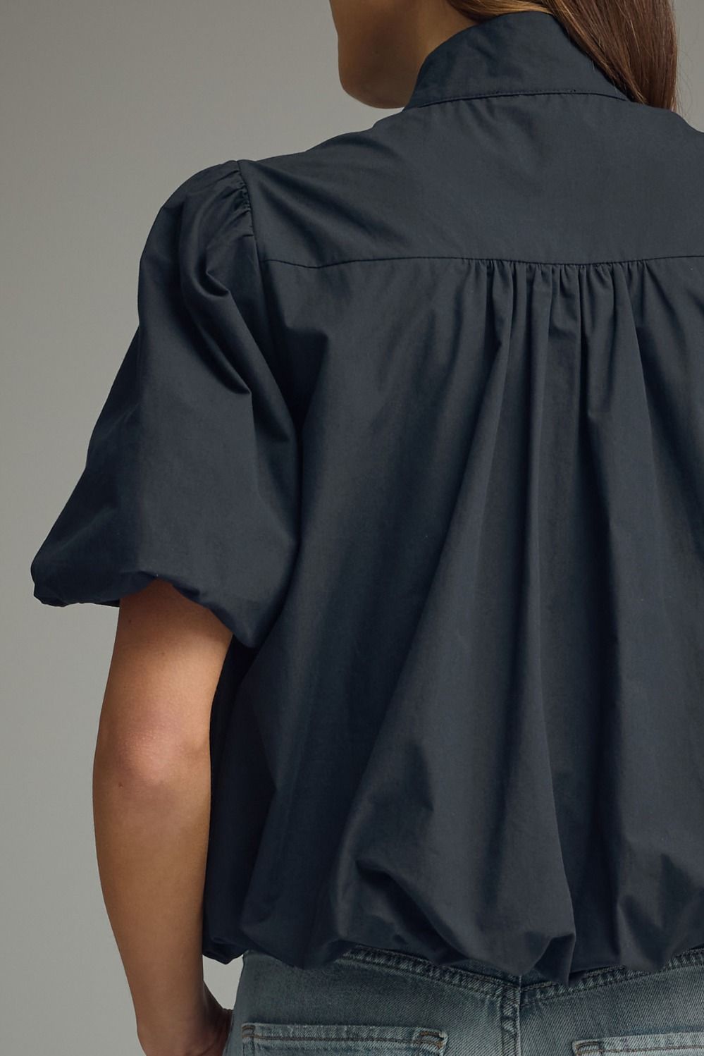 Puff Sleeve Bubble Top - Black