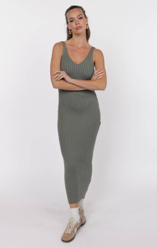 Gabi Sweater Top and Dress Set - Sage