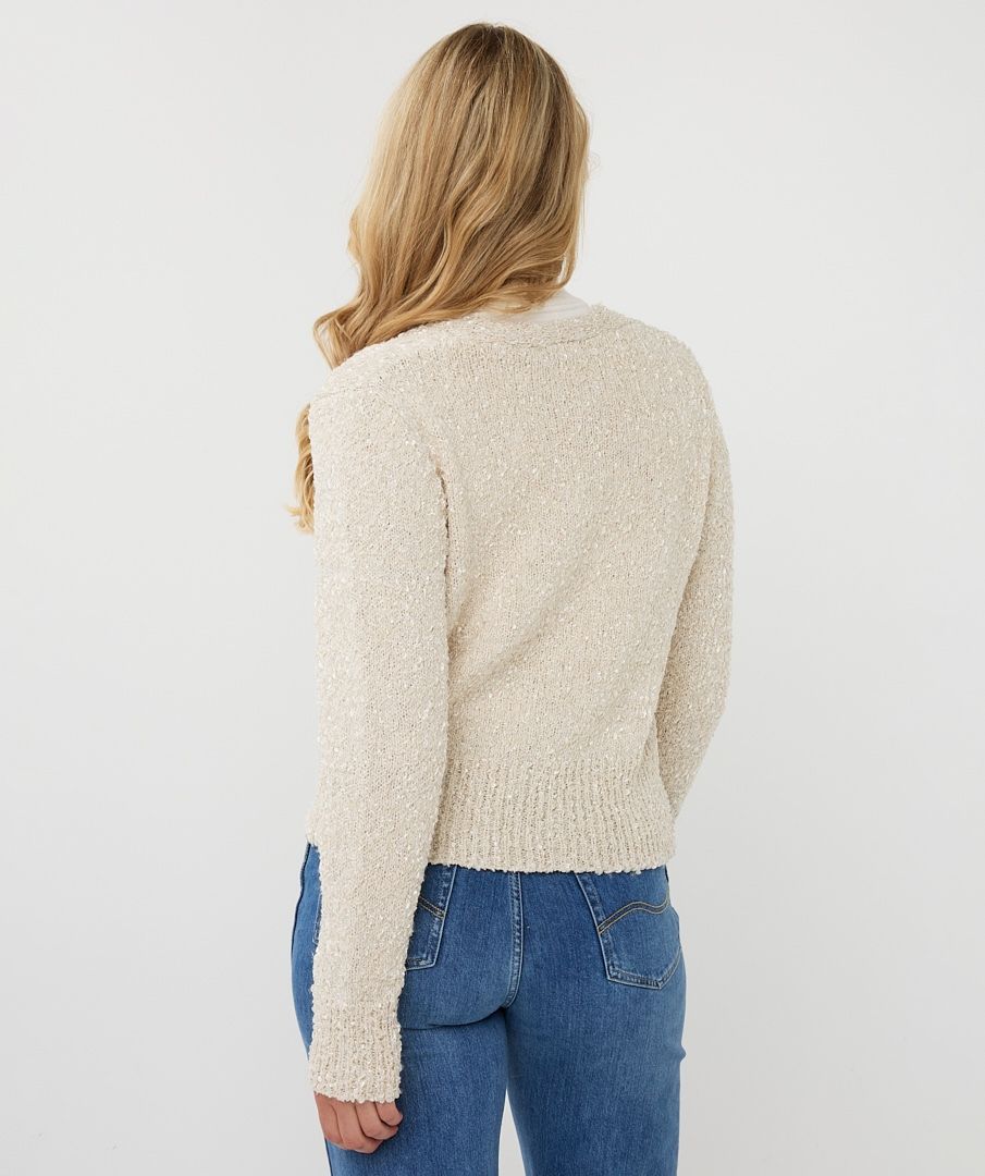 Fancy Button Cardigan Sweater - Off White