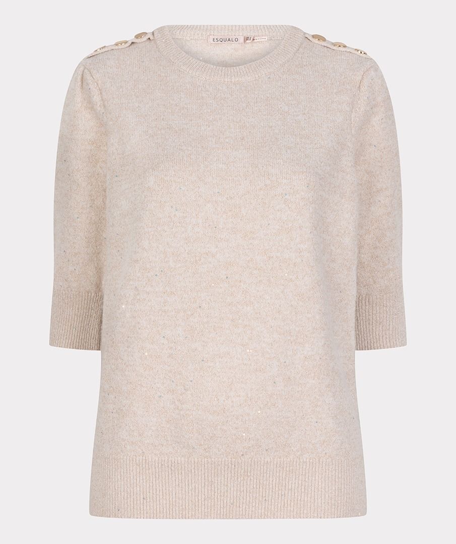 Sequin Short Sleeve Sweater - Sand
