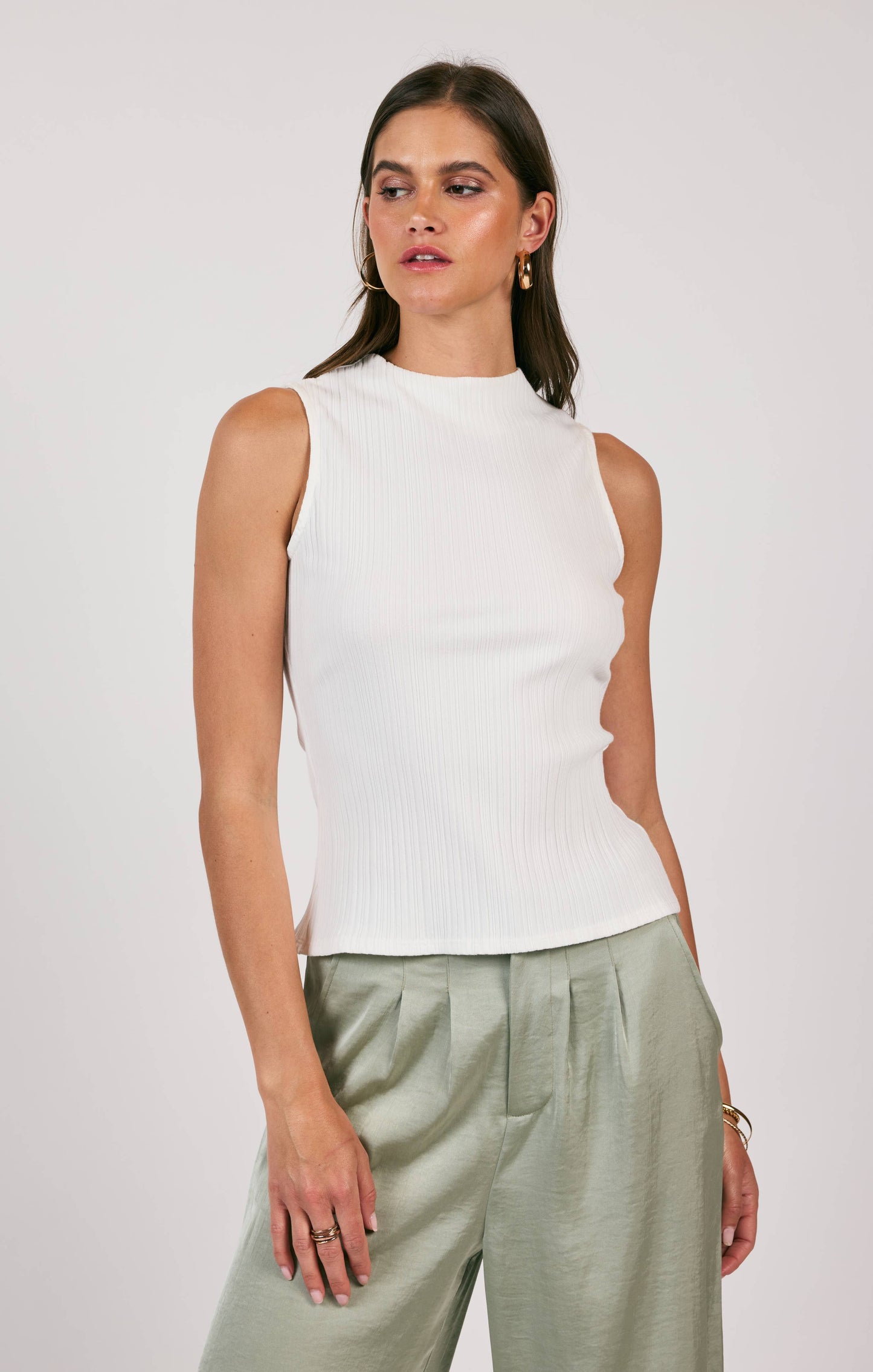 Take A Walk Mockneck Tank - Off White