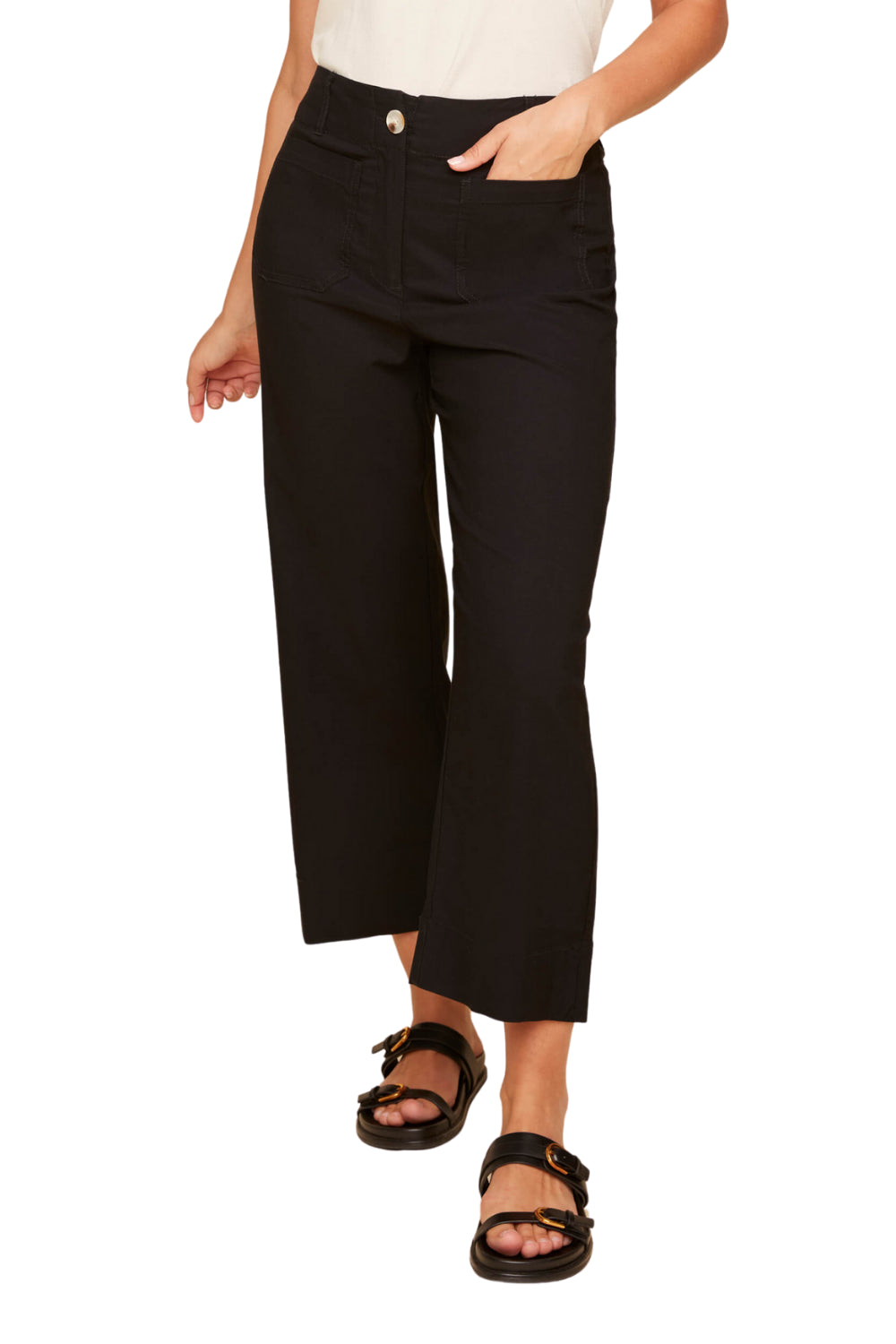 Cropped Straight Pant - Black