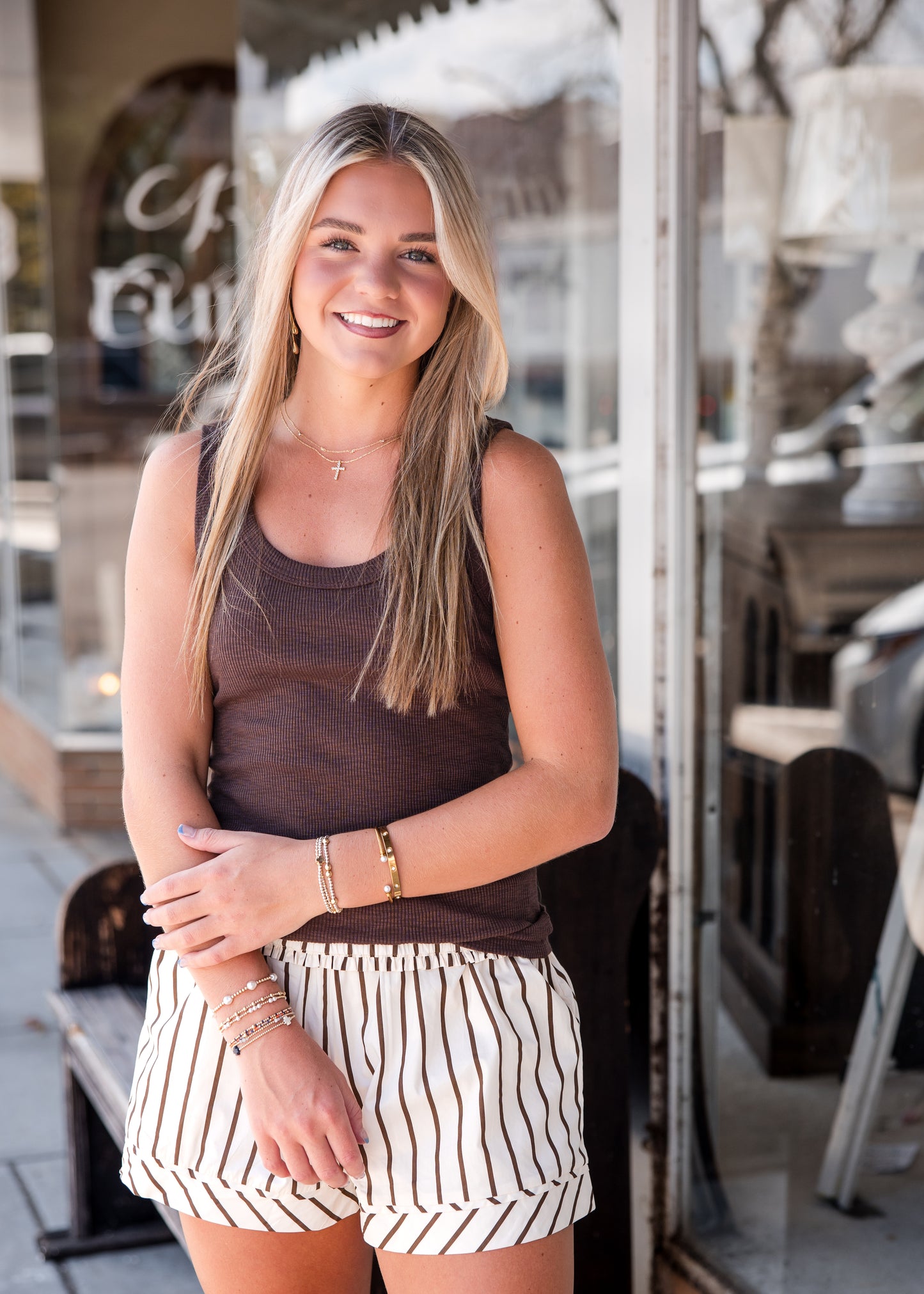 Deep Scoop Neck Tank Top - Mocha