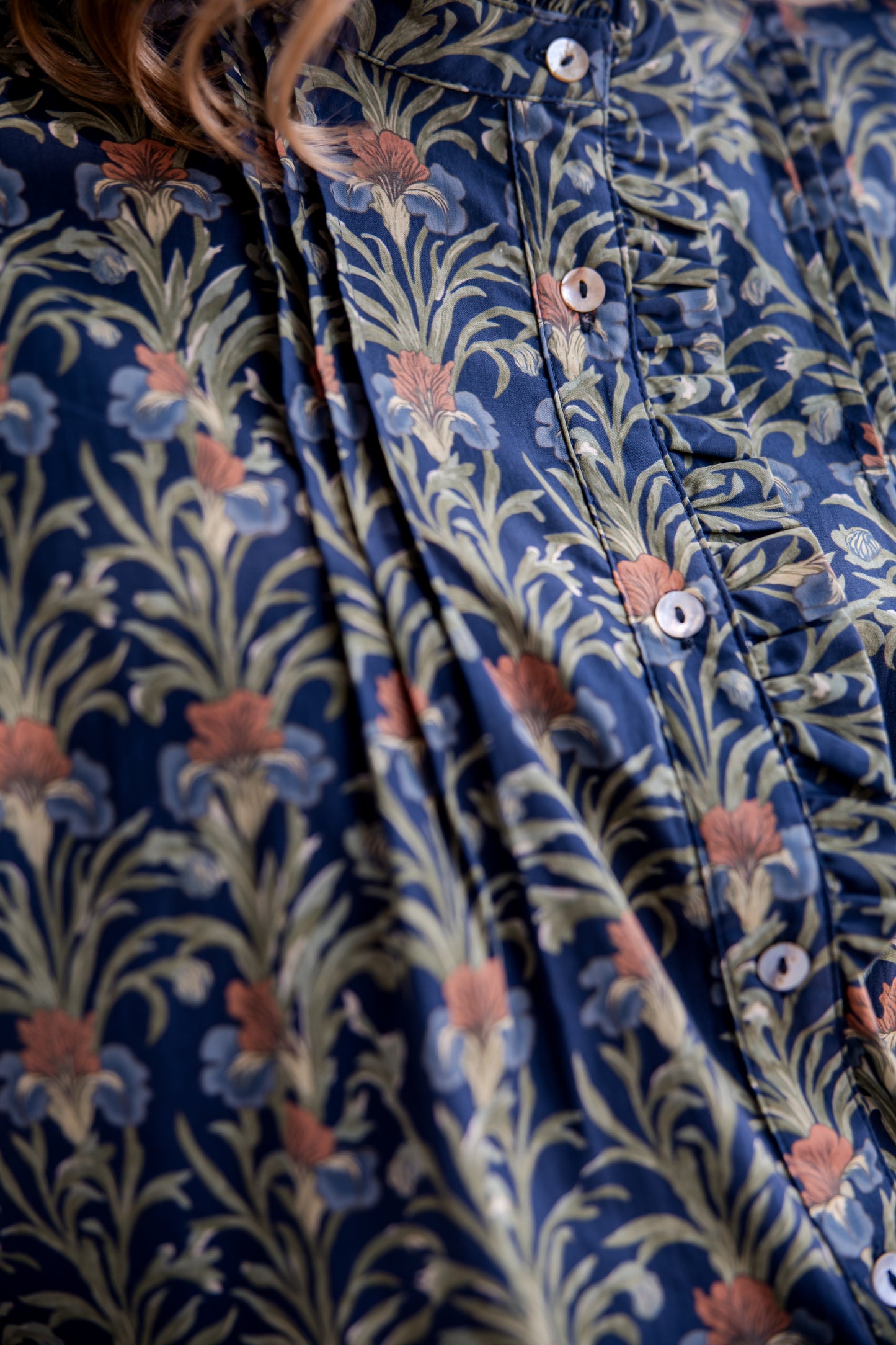 Fall Floral Top - Navy