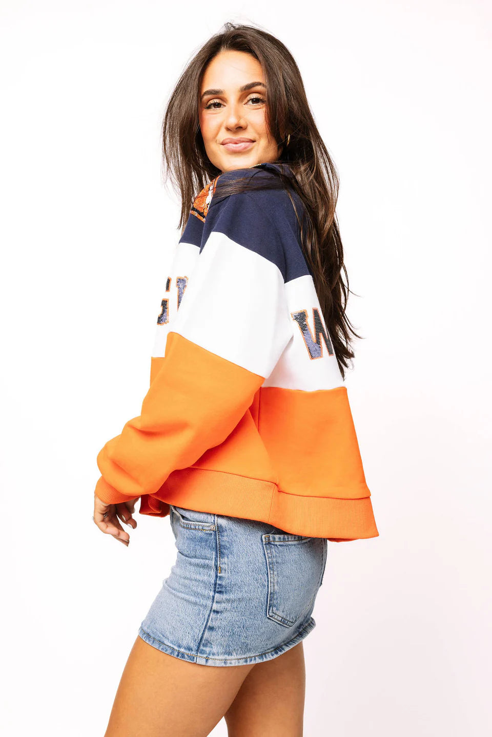 Queen of Sparkles Licensed Auburn Quarter Zip Colorblock Sweatshirt