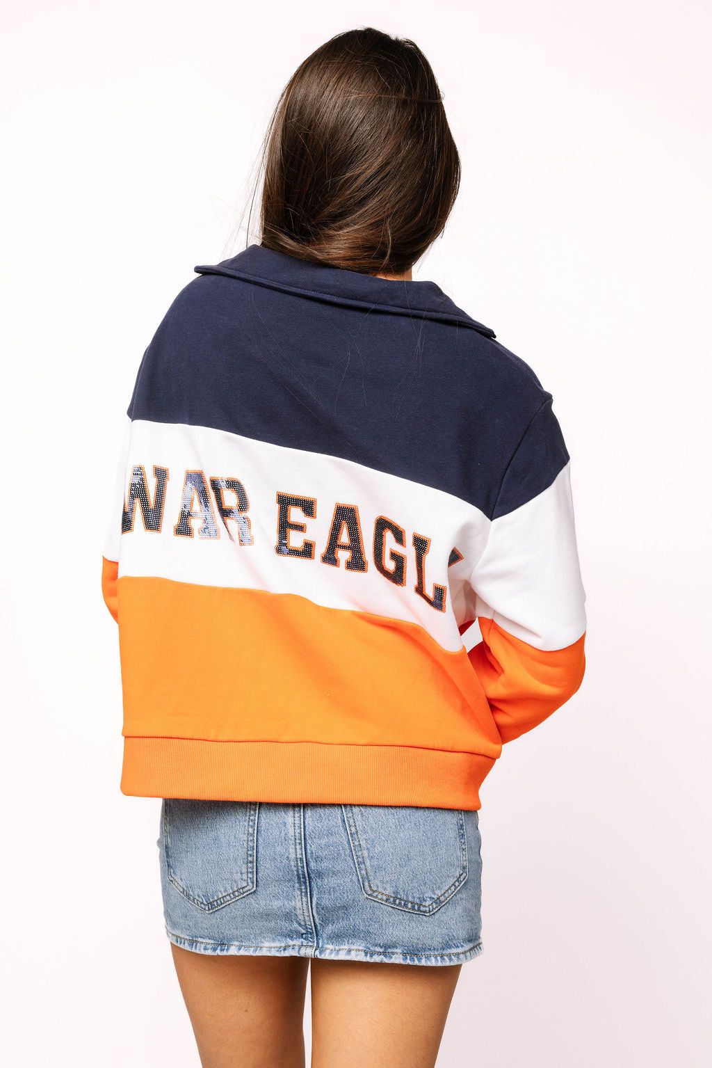 Queen of Sparkles Licensed Auburn Quarter Zip Colorblock Sweatshirt