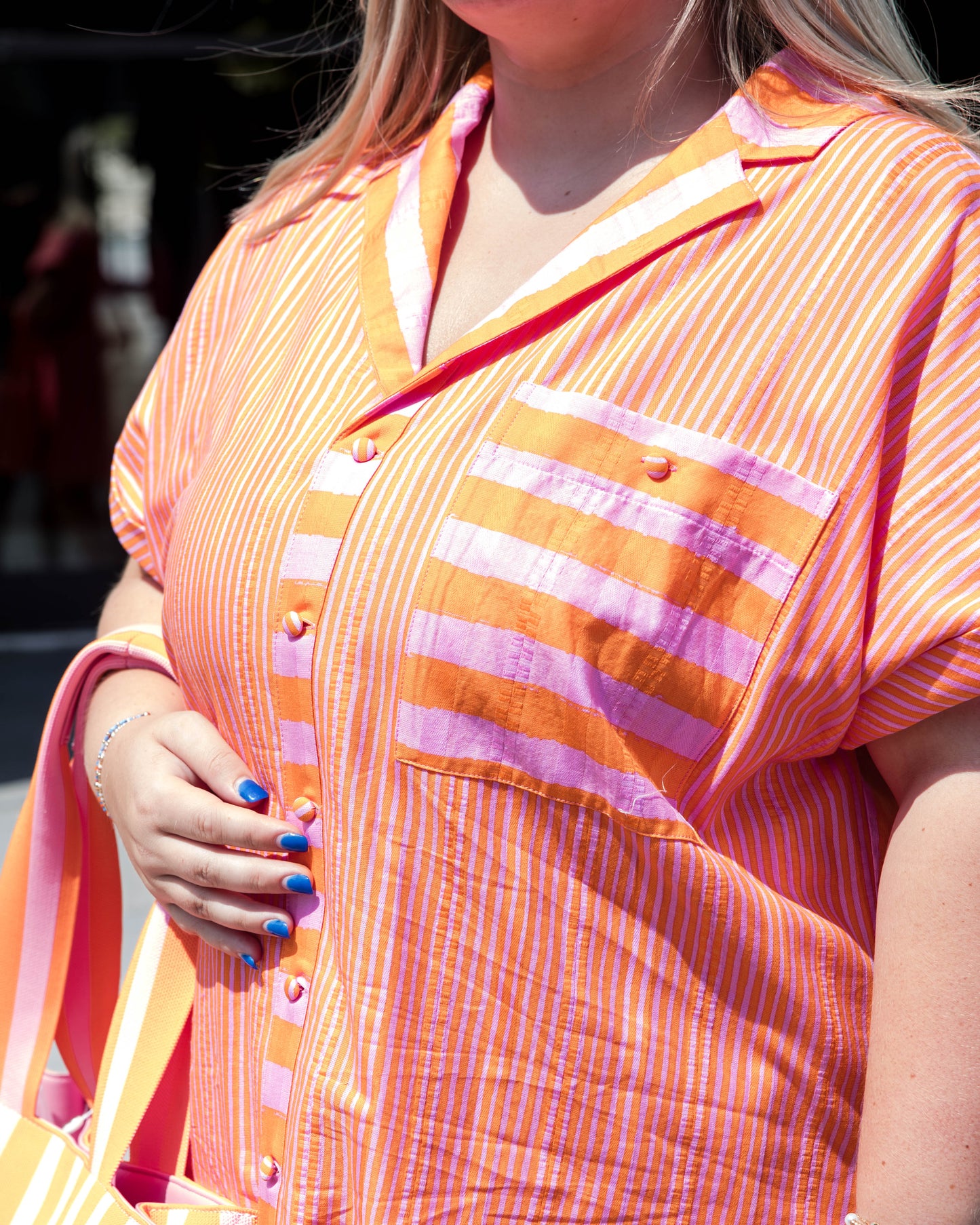 Luna Dress - Coral Pink Stripe