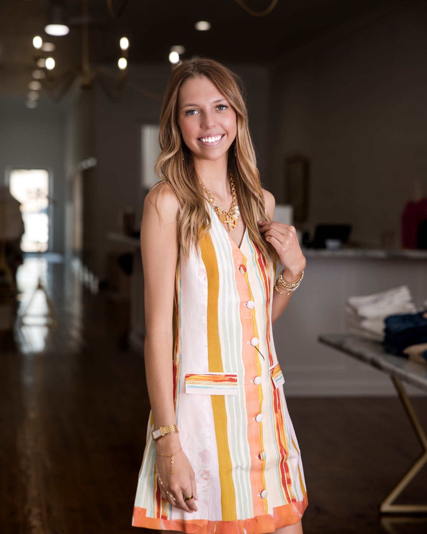 Suni Dress - Abstract Stripe