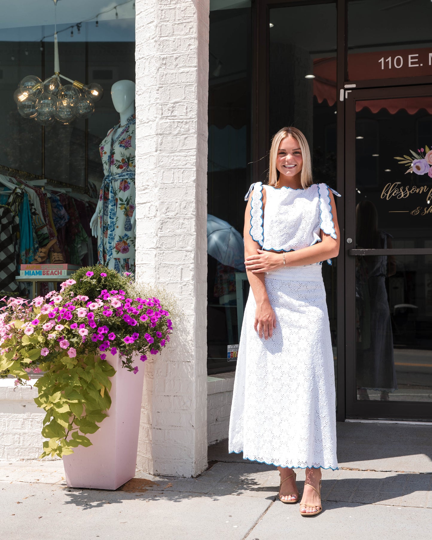 Billy Top- Solid White Eyelet