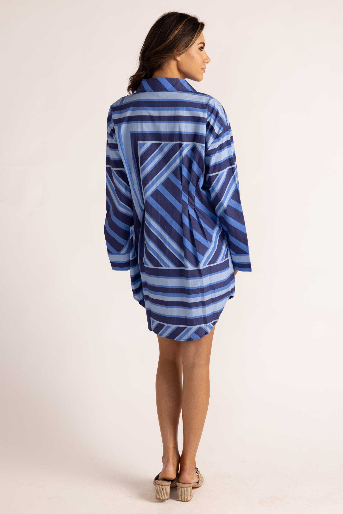 Parker Dress - Blue Geo Stripe
