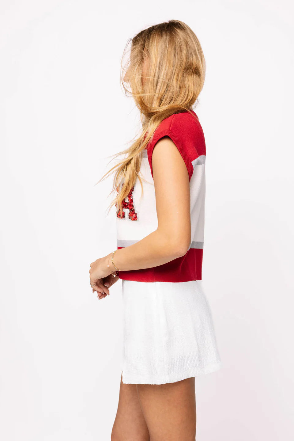 Queen of Sparkles Licensed 'Bama' Colorblock Jewel Letter Short Sleeve Sweater