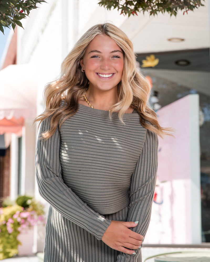 Gabi Sweater Top and Dress Set - Sage
