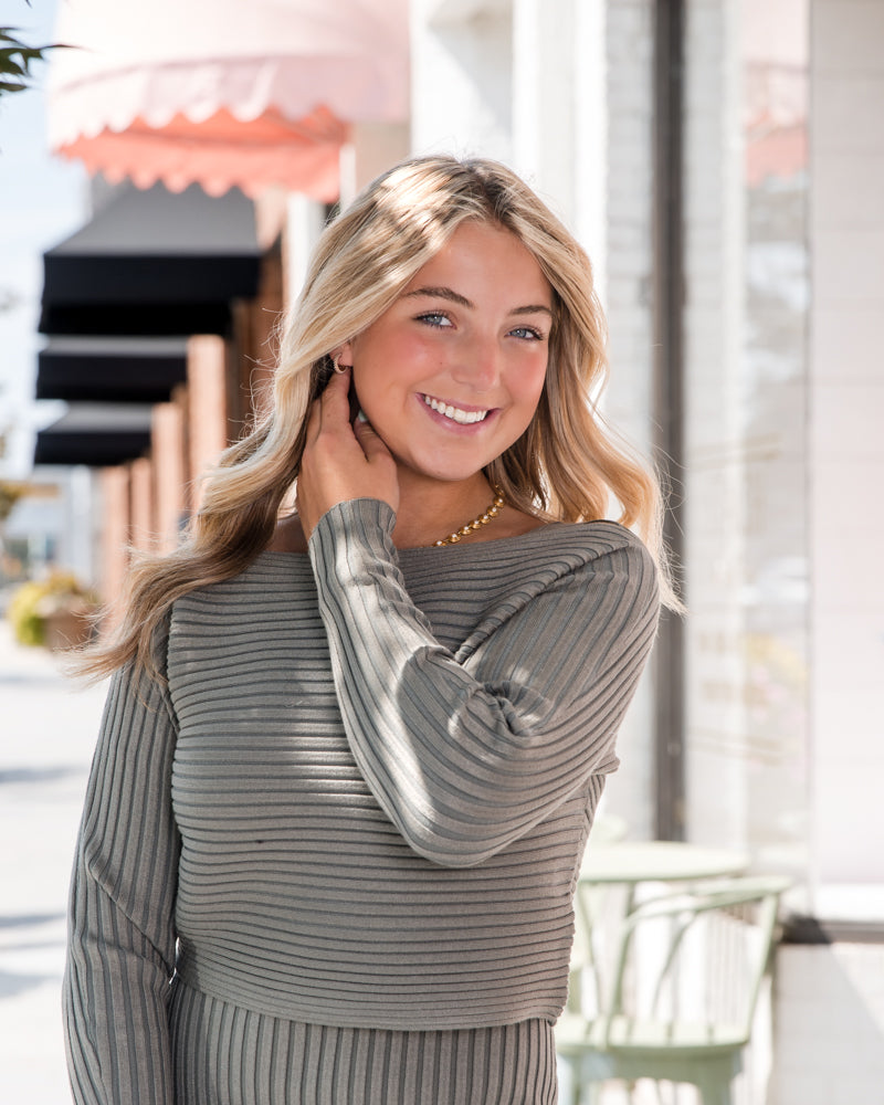 Gabi Sweater Top and Dress Set - Sage