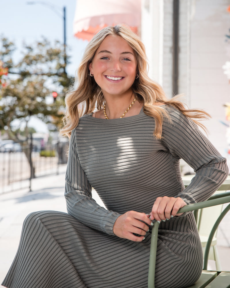 Gabi Sweater Top and Dress Set - Sage