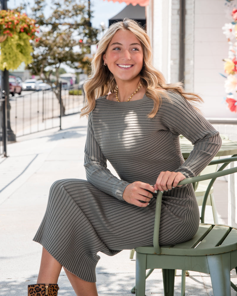 Gabi Sweater Top and Dress Set - Sage