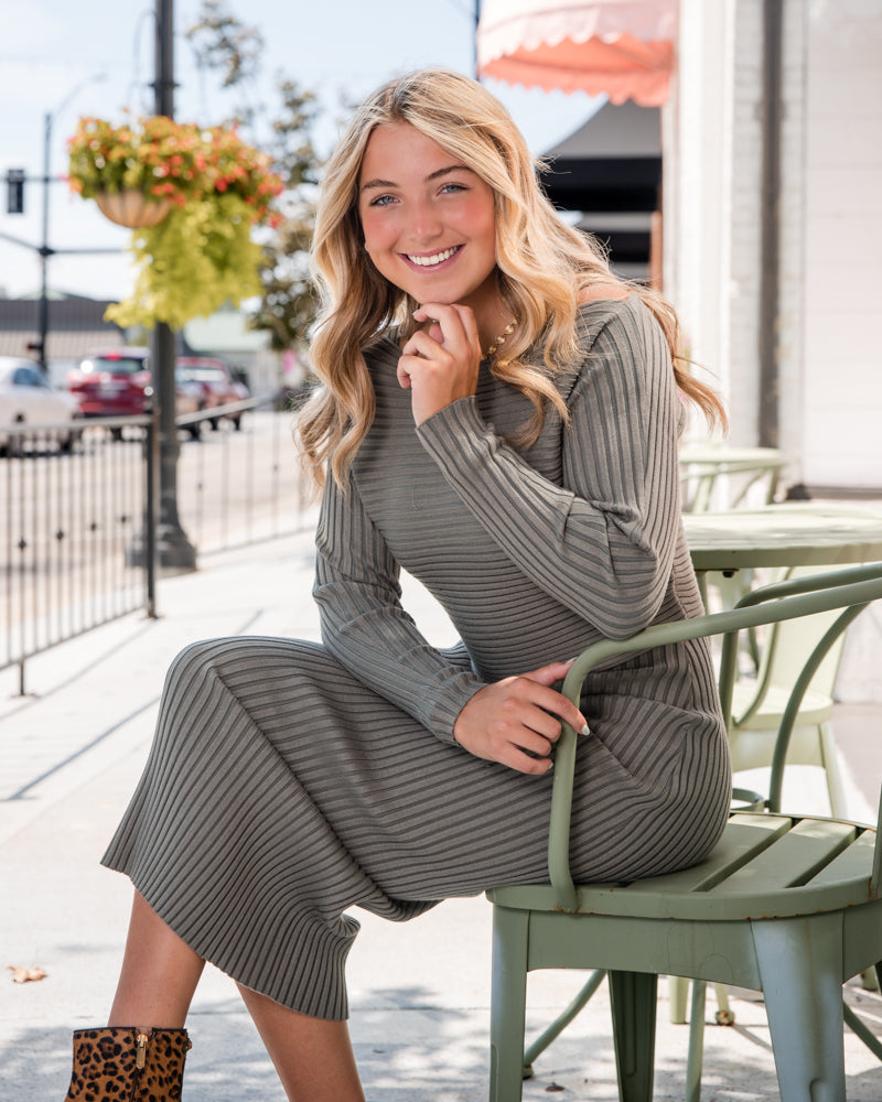Gabi Sweater Top and Dress Set - Sage