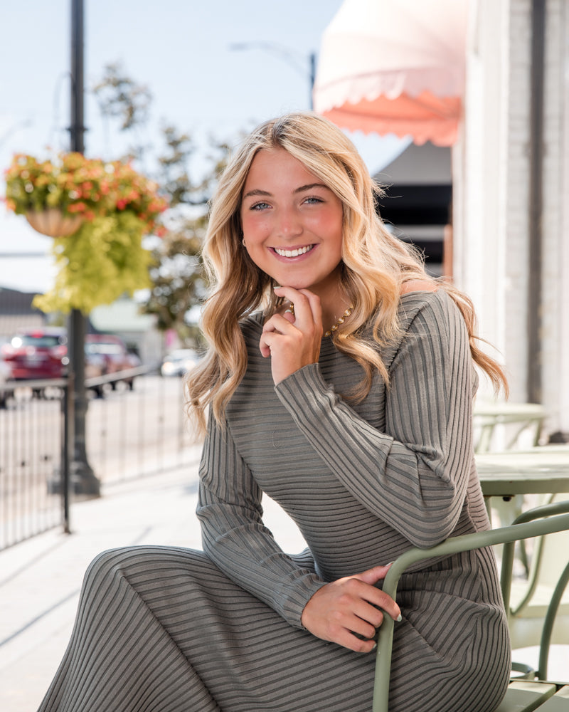 Gabi Sweater Top and Dress Set - Sage