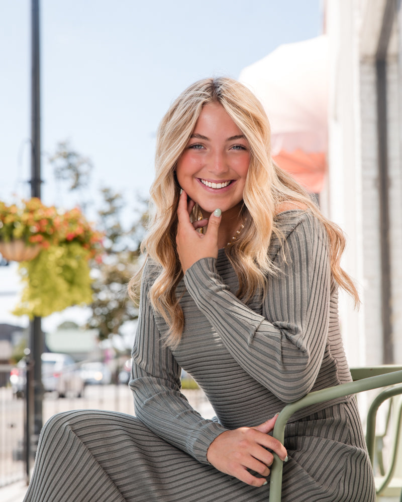 Gabi Sweater Top and Dress Set - Sage