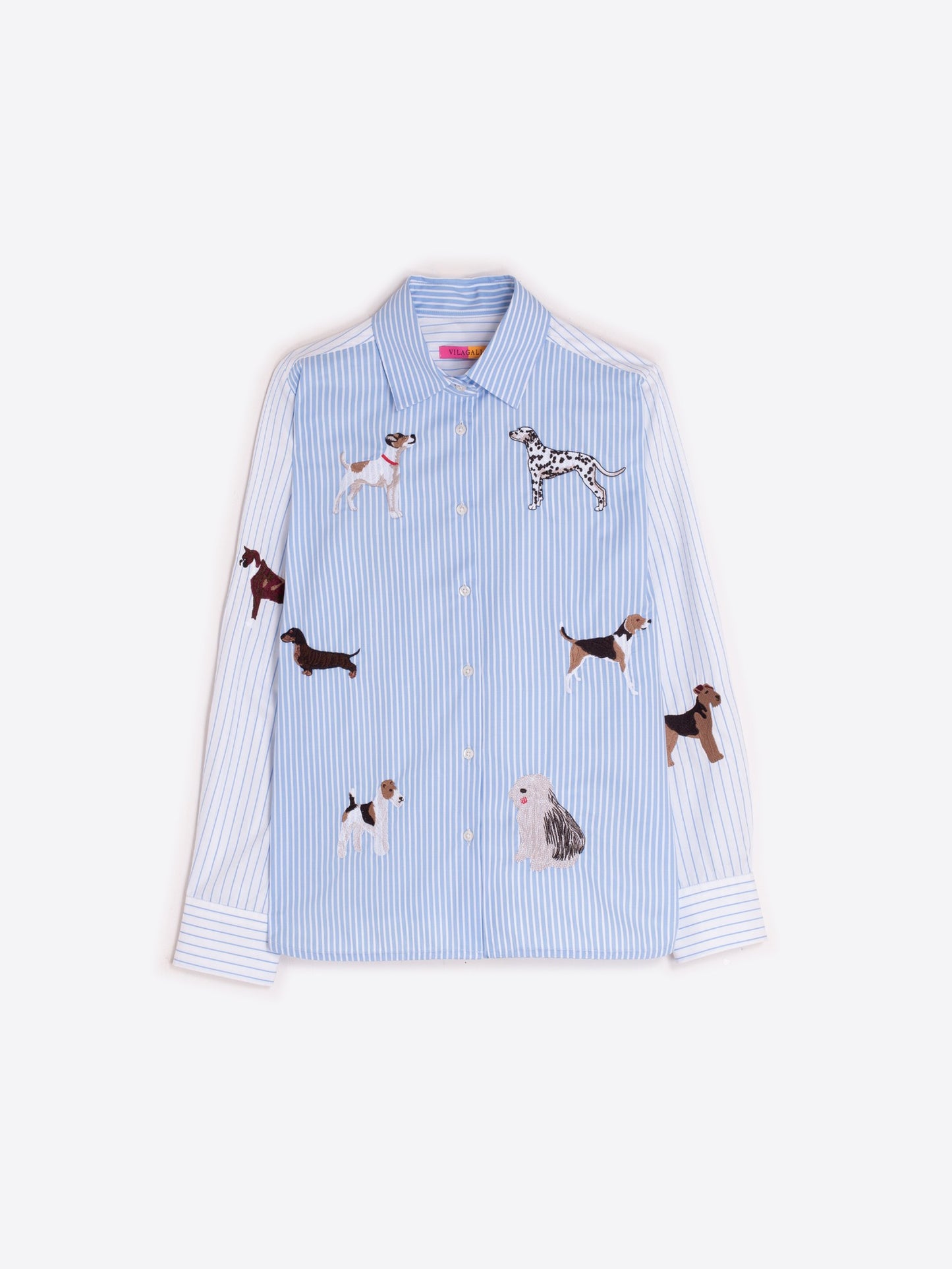 Isa Dog Embroidery Shirt - Blue