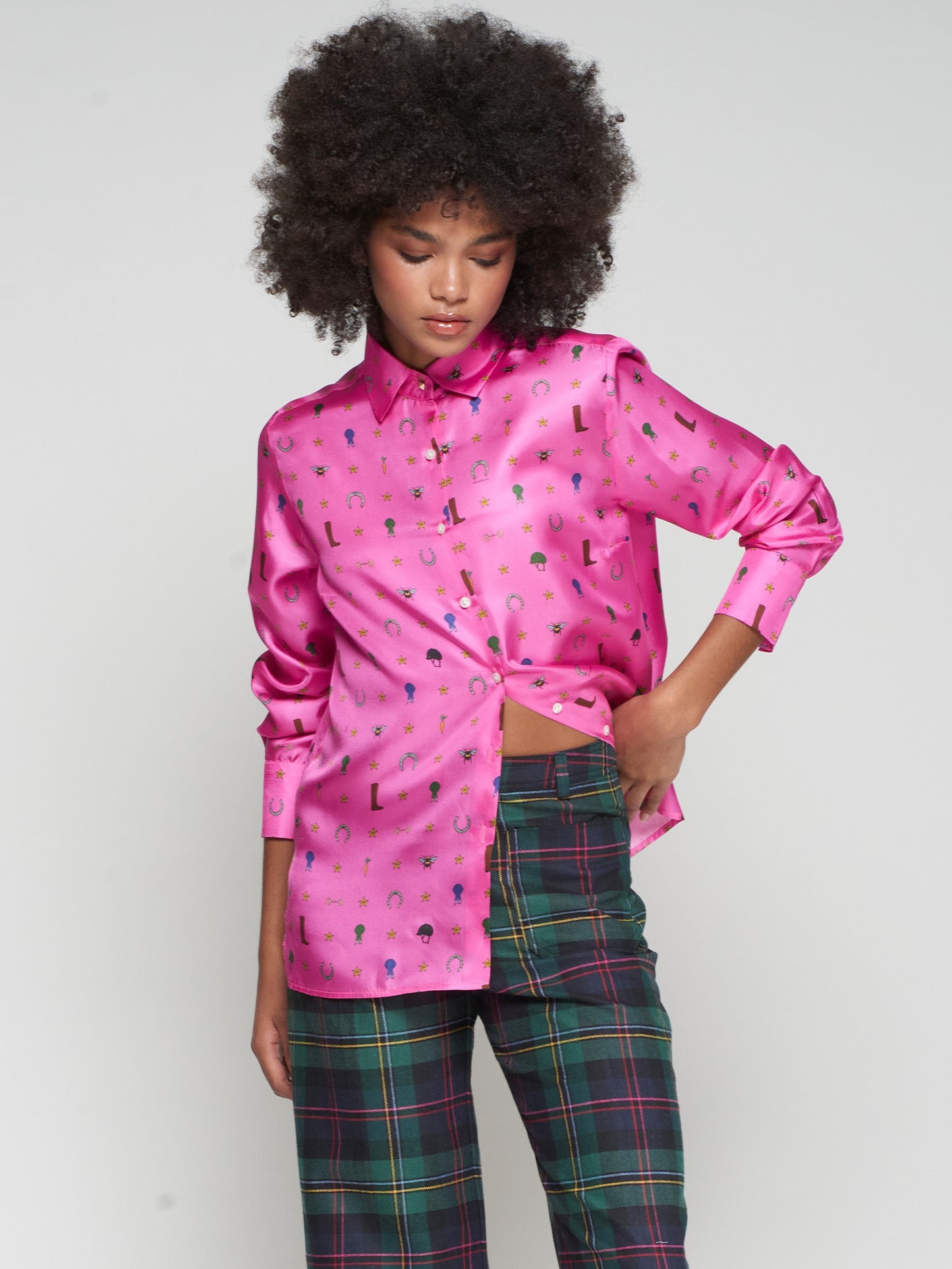 Mariela Shirt - Pink Equestrian Print