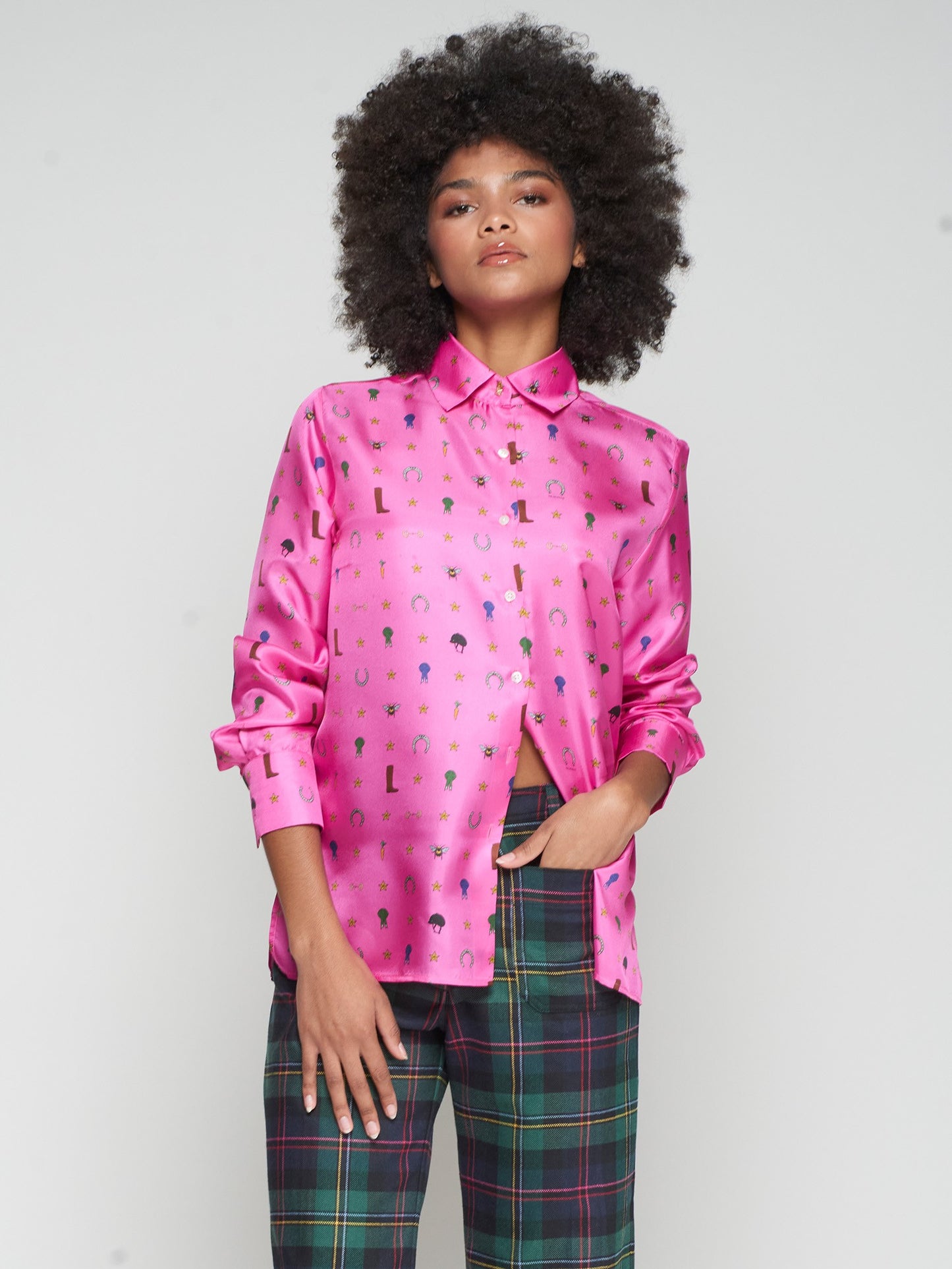 Mariela Shirt - Pink Equestrian Print