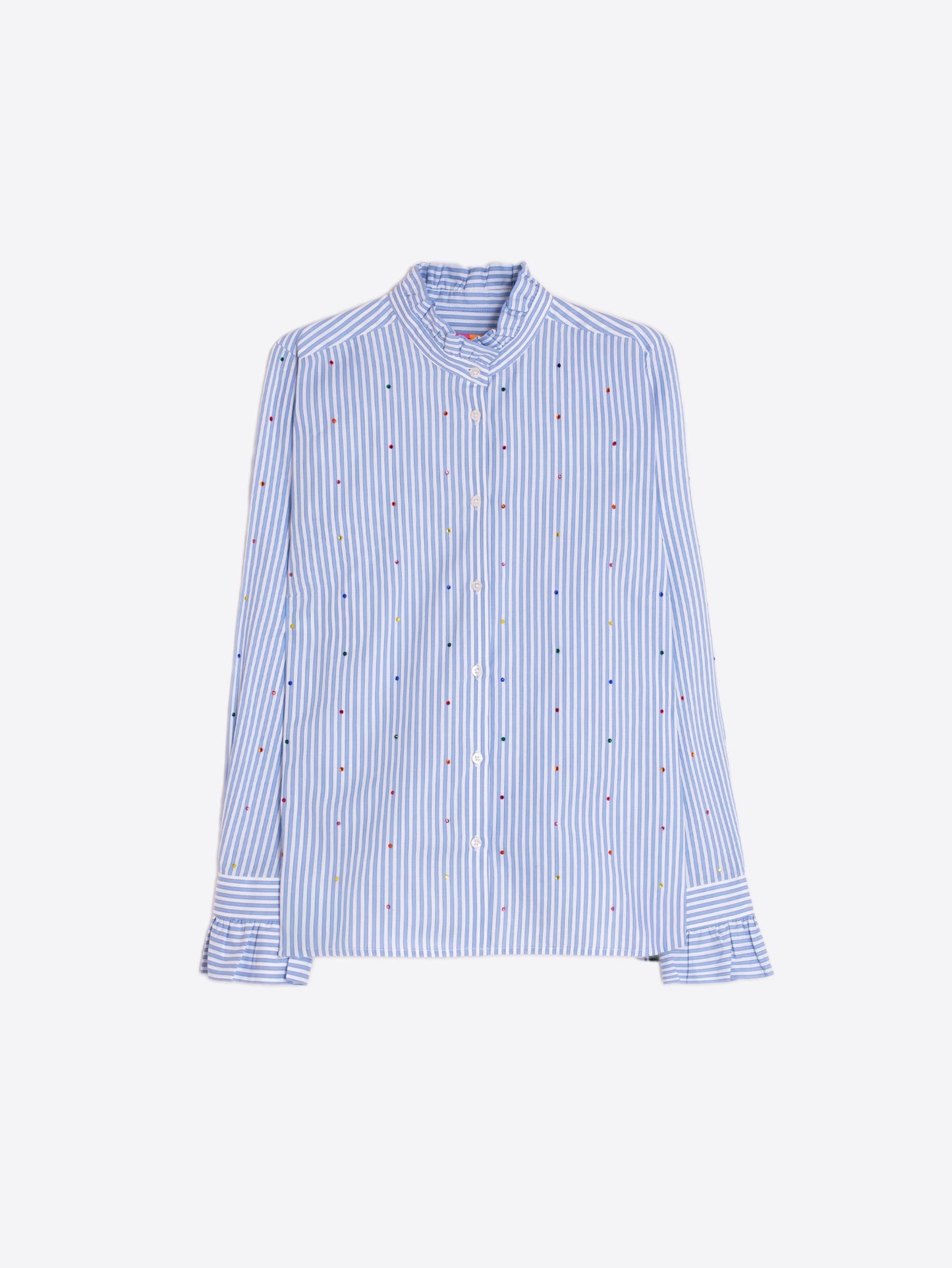 Nicola Multicolor Strass Shirt - Sky Blue