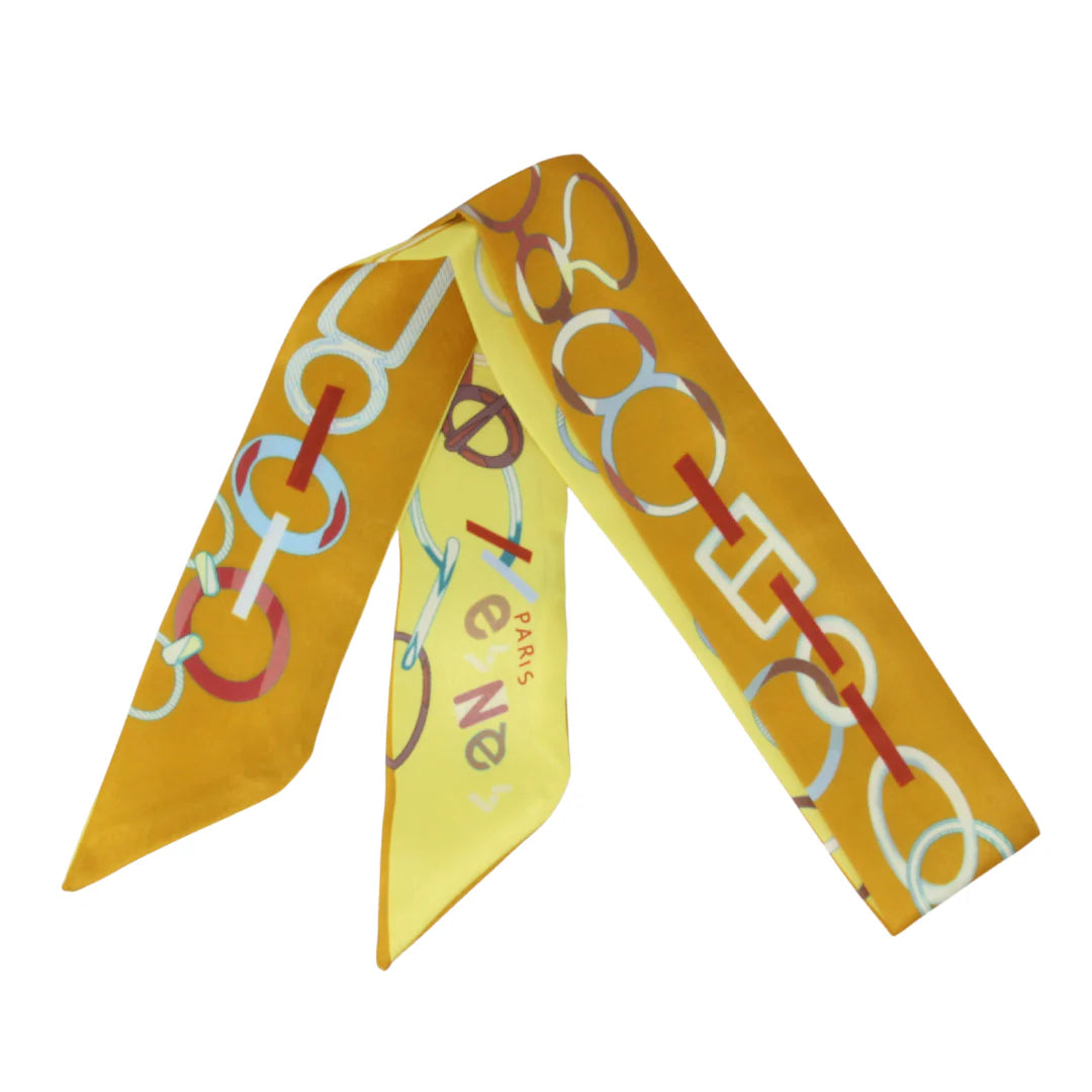 Colorful Circle Chain Twilly Scarf - Mustard