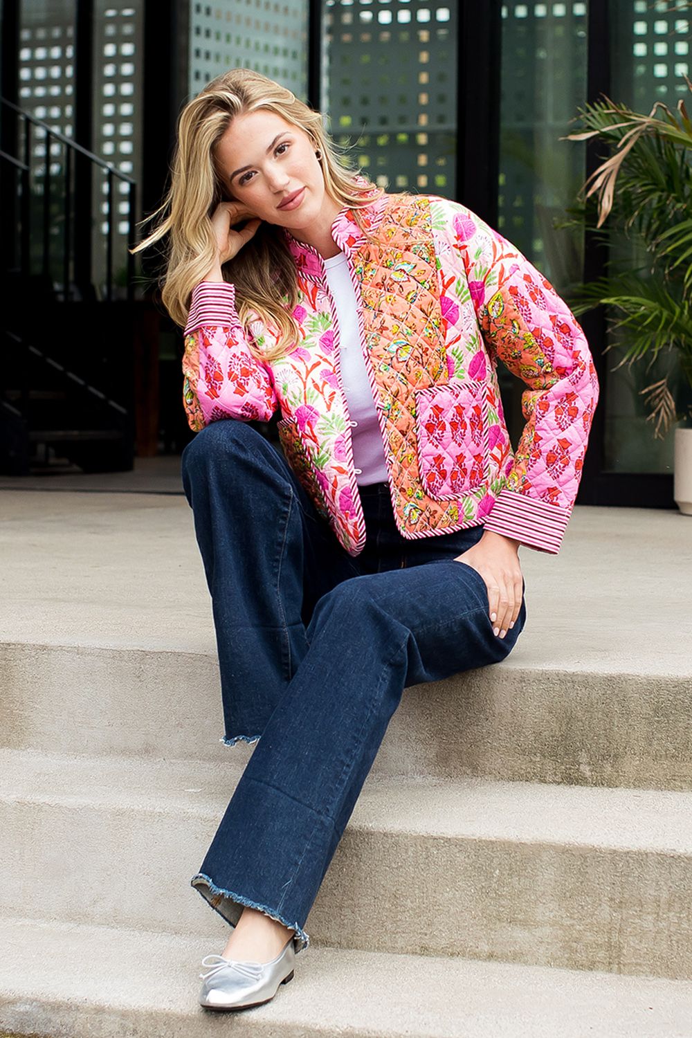 Patchwork Quilted Jacket - Pink
