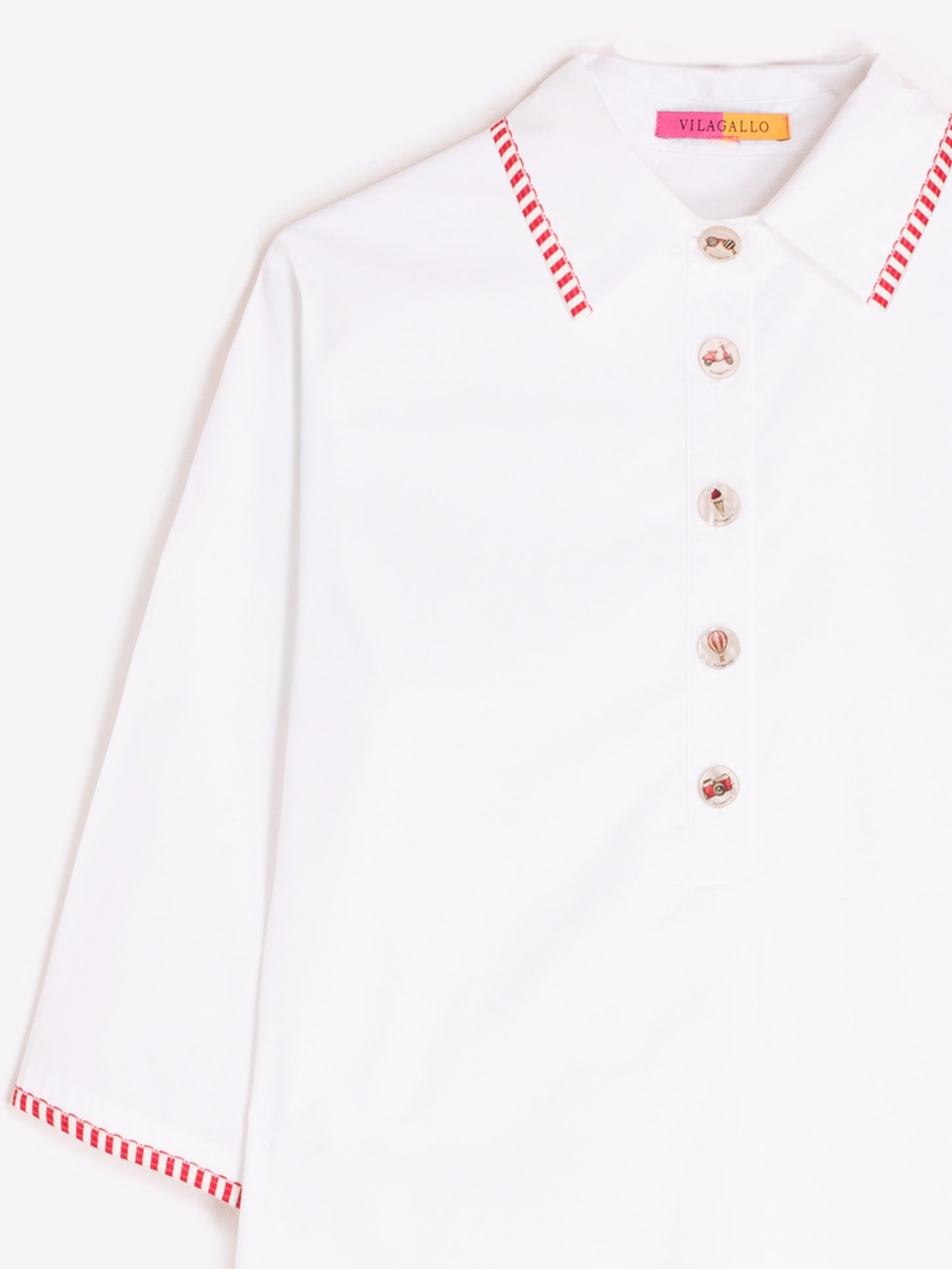 Detailed Trim Dress - White/Red