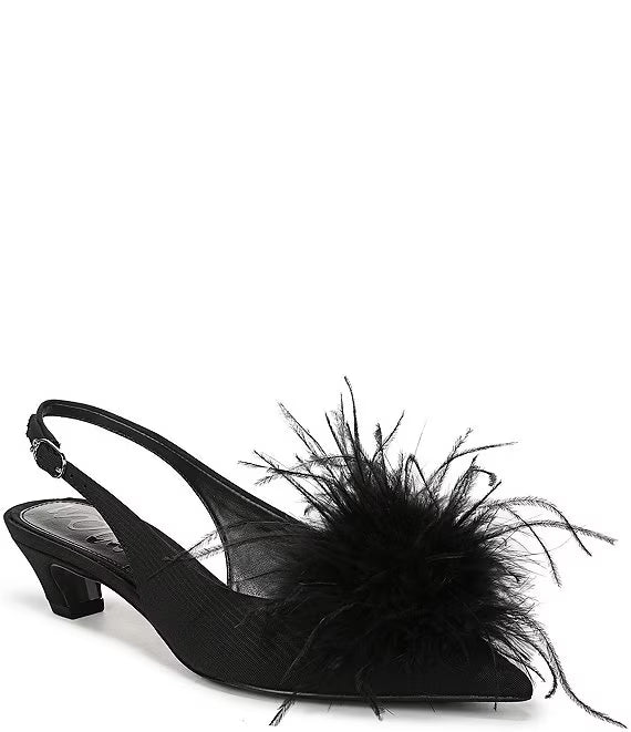 Finch Feather Slingback Pump Shoe - Black