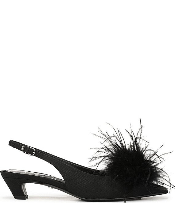 Finch Feather Slingback Pump Shoe - Black