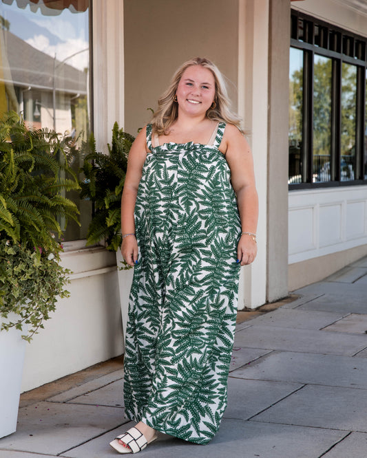 Mimosa Sun Maxi Dress - Green Leaf Print