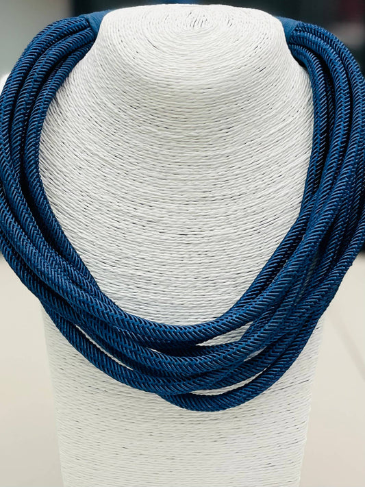 Slub 8-Strand Necklace - Navy