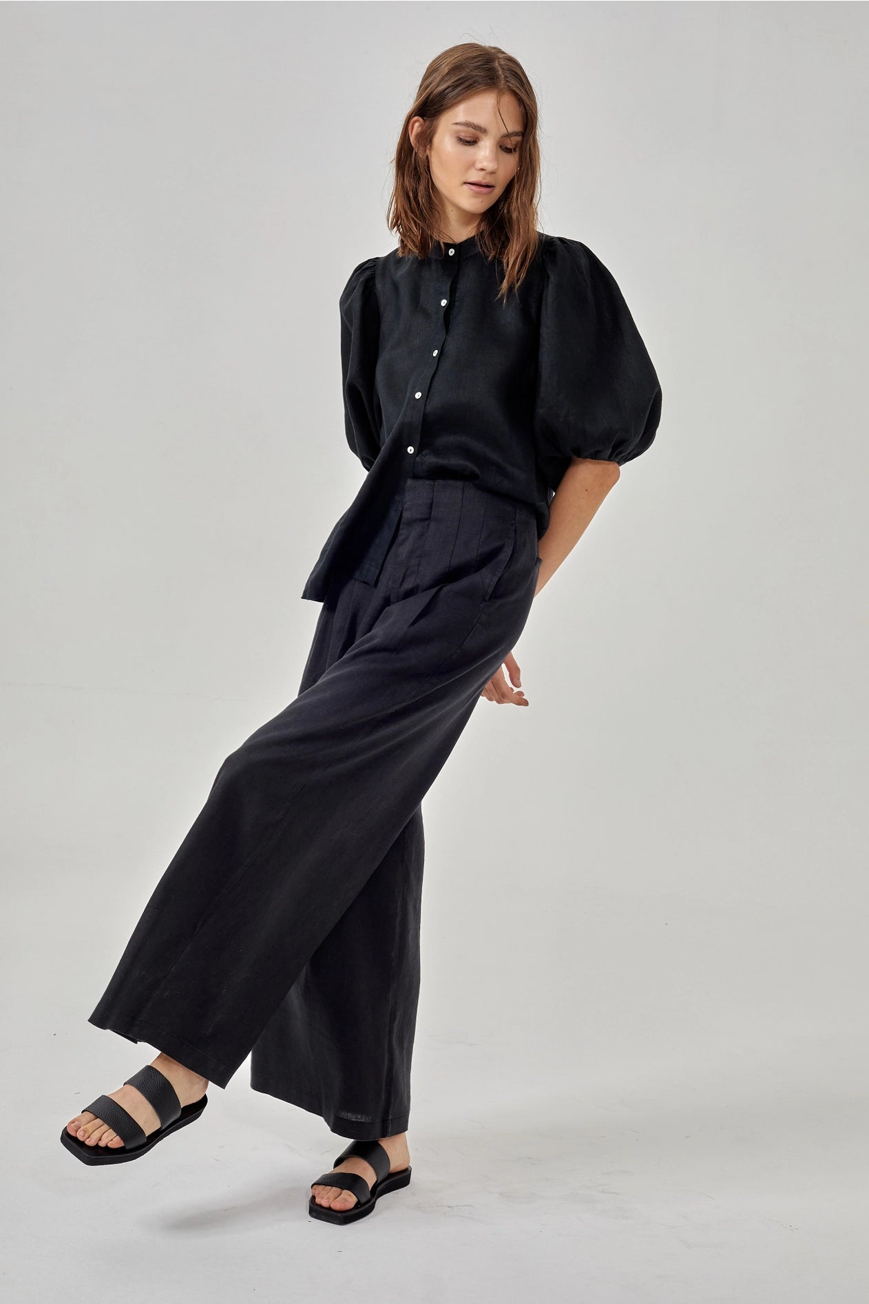 Bubble Linen Shirt - Black