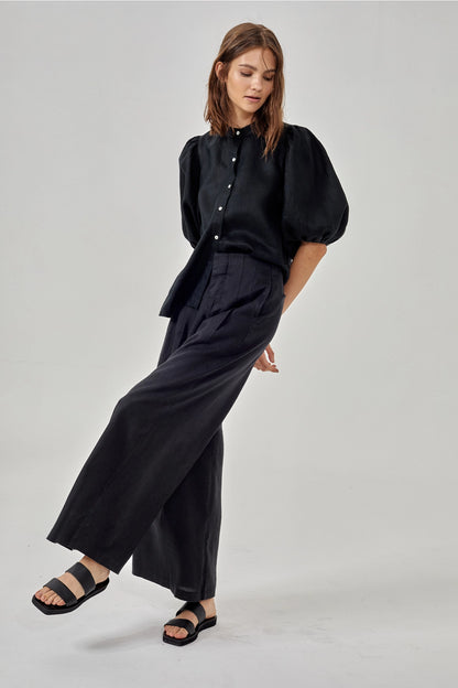 Bubble Linen Shirt - Black