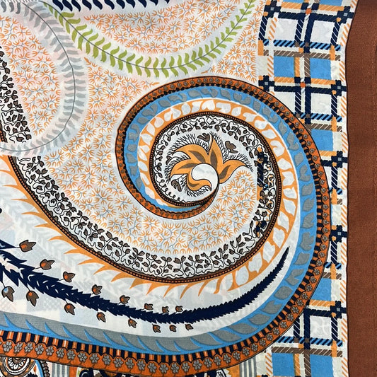 Autumn Paisley Plaid Scarf - Camel